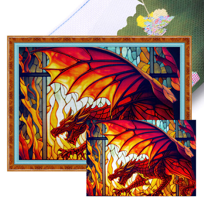 Glass Painting-Pterosaur - 11CT Stamped Cross Stitch 60*45CM