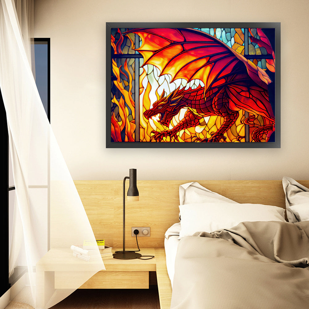 Glass Painting-Pterosaur - 11CT Stamped Cross Stitch 60*45CM