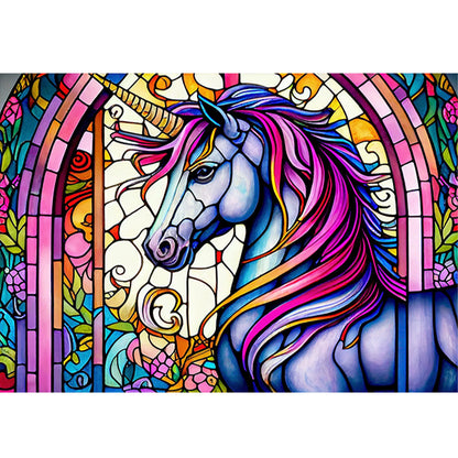 Glass Painting-Unicorn - 11CT Stamped Cross Stitch 60*45CM