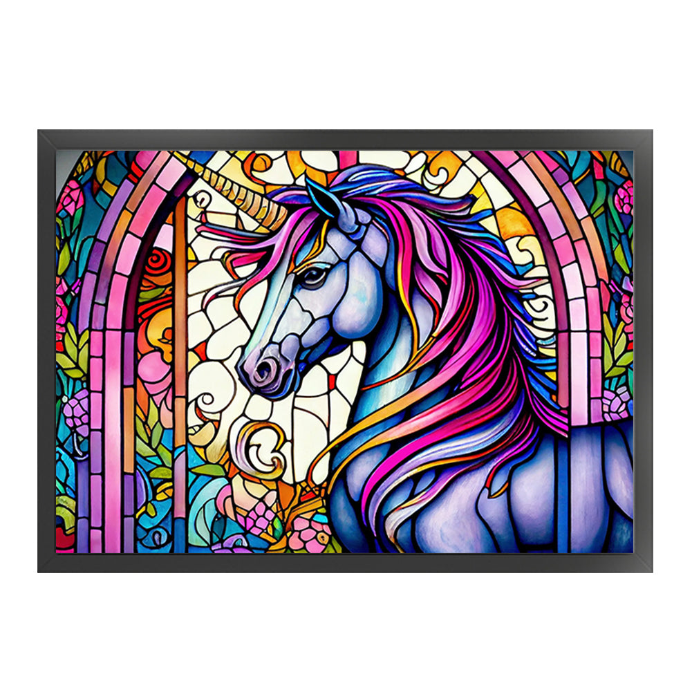 Glass Painting-Unicorn - 11CT Stamped Cross Stitch 60*45CM