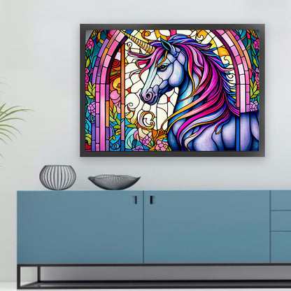 Glass Painting-Unicorn - 11CT Stamped Cross Stitch 60*45CM