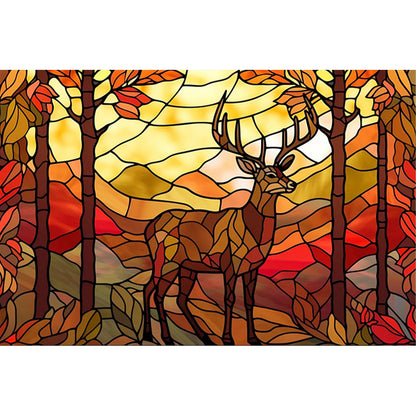 Glass Painting-Elk - 11CT Stamped Cross Stitch 60*40CM