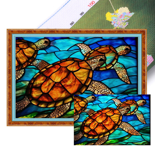 Glass Painting-Turtle - 11CT Stamped Cross Stitch 60*40CM