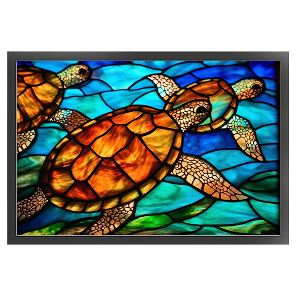 Glass Painting-Turtle - 11CT Stamped Cross Stitch 60*40CM