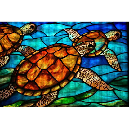 Glass Painting-Turtle - 11CT Stamped Cross Stitch 60*40CM