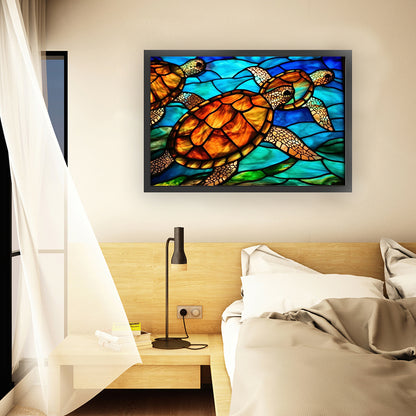 Glass Painting-Turtle - 11CT Stamped Cross Stitch 60*40CM