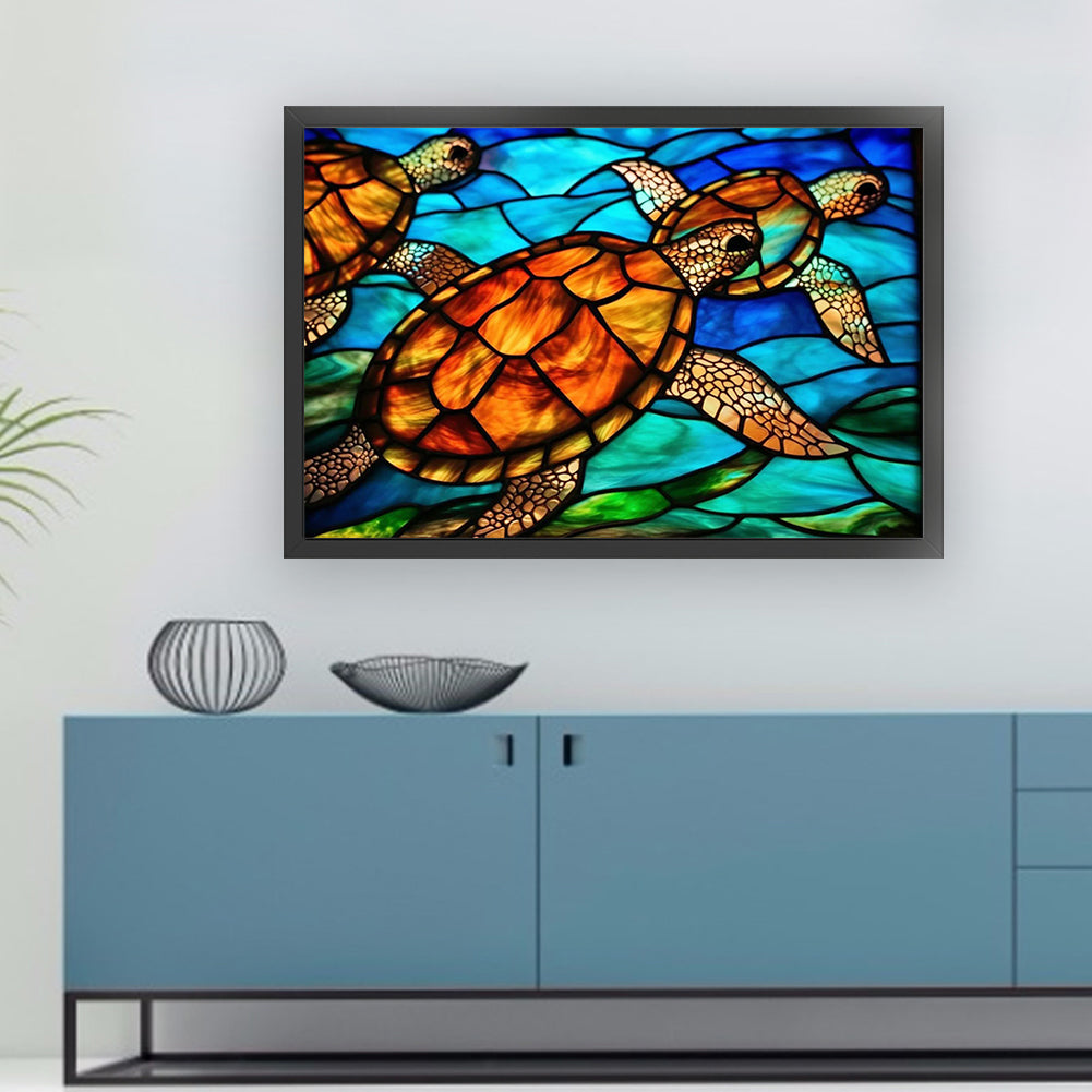 Glass Painting-Turtle - 11CT Stamped Cross Stitch 60*40CM