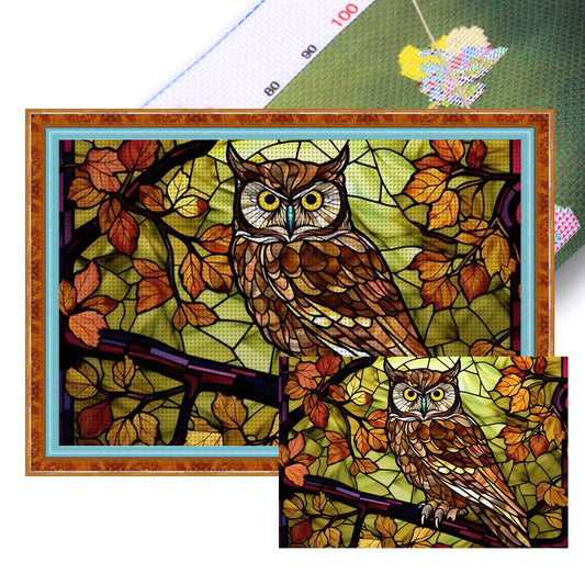 Glass Painting-Owl - 11CT Stamped Cross Stitch 60*40CM