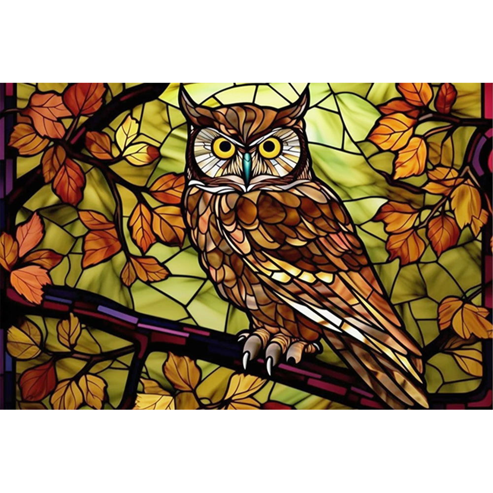 Glass Painting-Owl - 11CT Stamped Cross Stitch 60*40CM