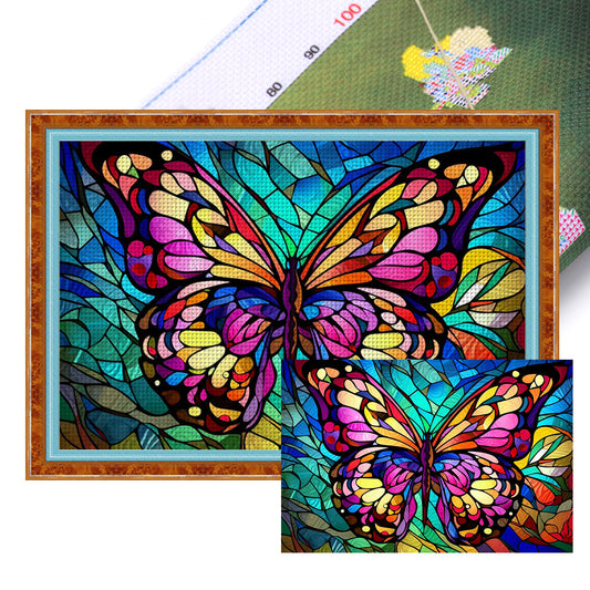 Glass Painting-Butterfly - 11CT Stamped Cross Stitch 60*40CM