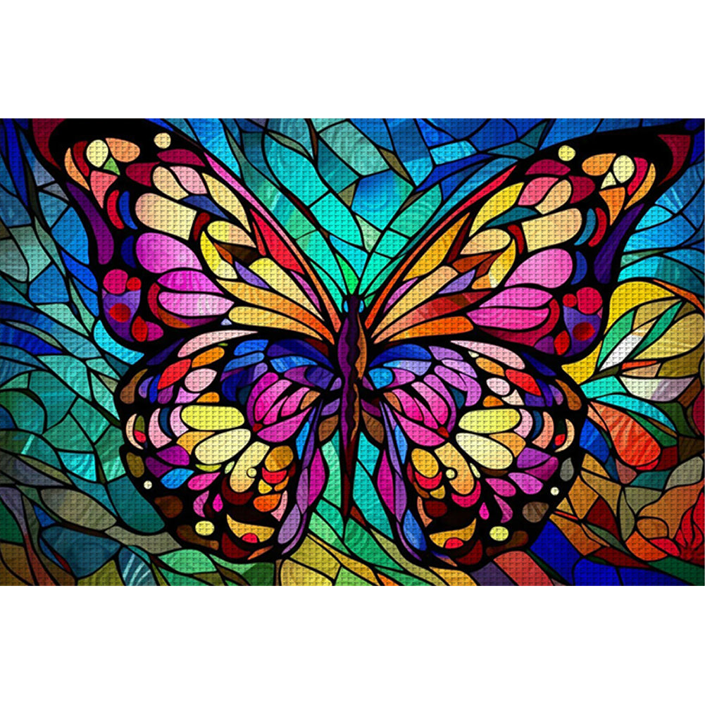 Glass Painting-Butterfly - 11CT Stamped Cross Stitch 60*40CM