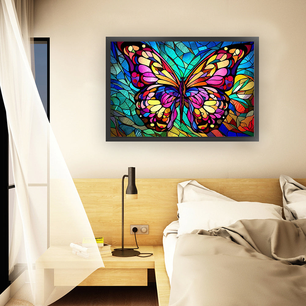 Glass Painting-Butterfly - 11CT Stamped Cross Stitch 60*40CM