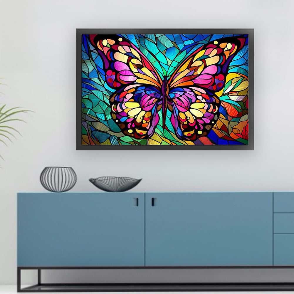 Glass Painting-Butterfly - 11CT Stamped Cross Stitch 60*40CM