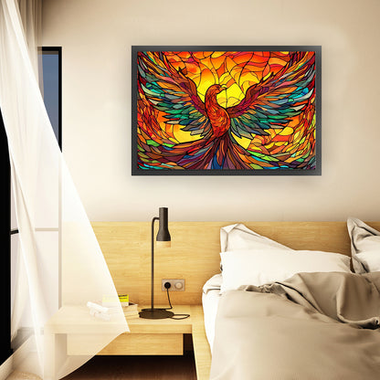 Glass Painting-Phoenix - 11CT Stamped Cross Stitch 60*40CM