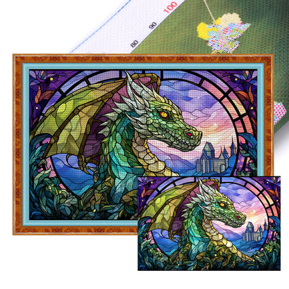 Glass Painting-Dragon - 11CT Stamped Cross Stitch 60*40CM