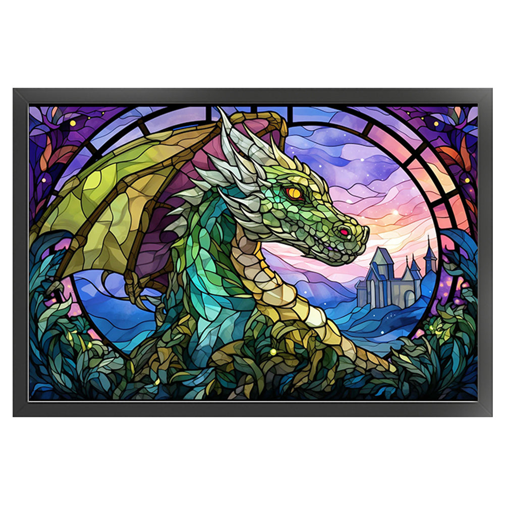 Glass Painting-Dragon - 11CT Stamped Cross Stitch 60*40CM