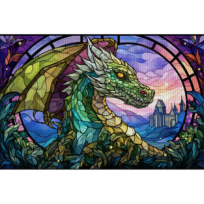 Glass Painting-Dragon - 11CT Stamped Cross Stitch 60*40CM