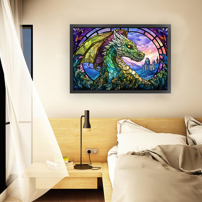 Glass Painting-Dragon - 11CT Stamped Cross Stitch 60*40CM