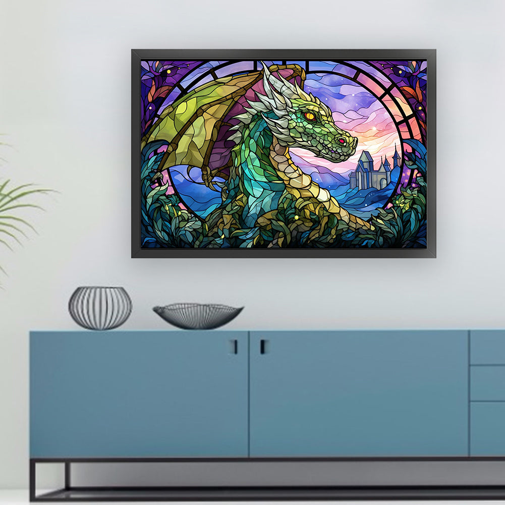 Glass Painting-Dragon - 11CT Stamped Cross Stitch 60*40CM