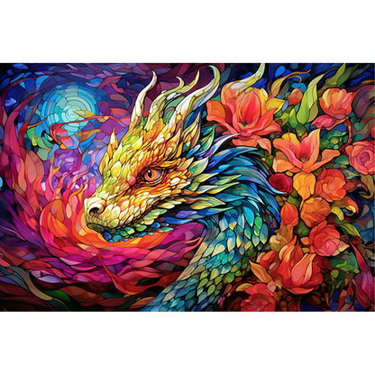 Glass Painting-Dragon - 11CT Stamped Cross Stitch 60*40CM