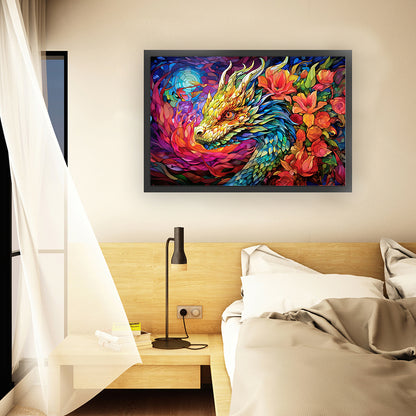 Glass Painting-Dragon - 11CT Stamped Cross Stitch 60*40CM