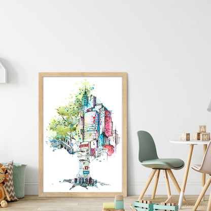 City Silhouette - 14CT Stamped Cross Stitch 35*50CM