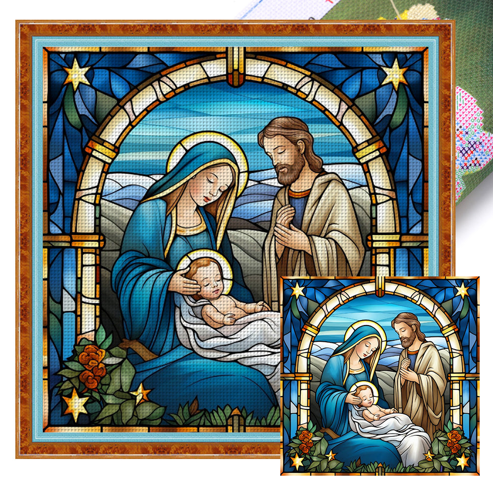 Glass Painting-Priests And Mothers - 14CT Stamped Cross Stitch 40*40CM