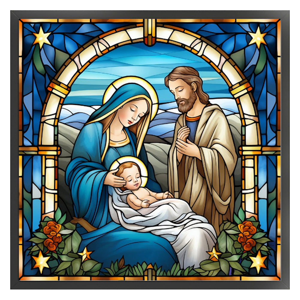 Glass Painting-Priests And Mothers - 14CT Stamped Cross Stitch 40*40CM