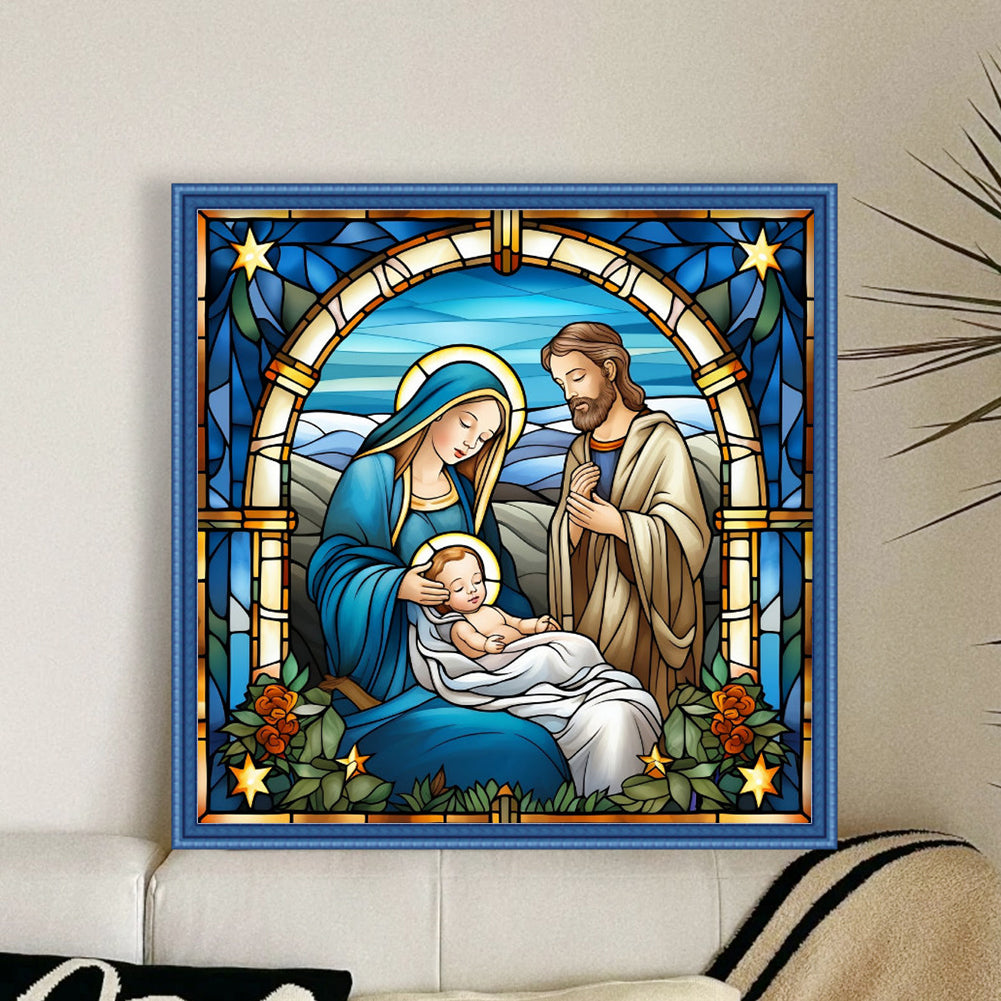 Glass Painting-Priests And Mothers - 14CT Stamped Cross Stitch 40*40CM