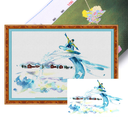 Ski - 14CT Stamped Cross Stitch 45*30CM