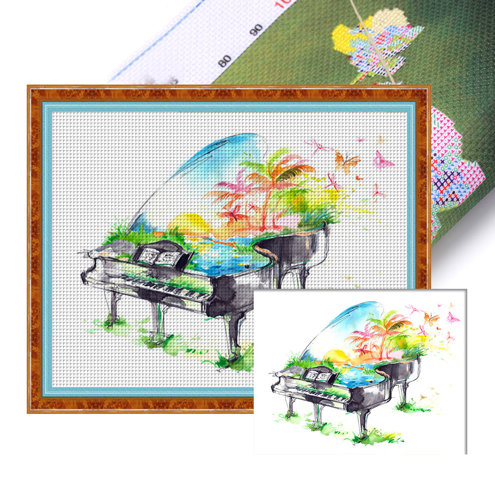 Piano - 14CT Stamped Cross Stitch 50*40CM