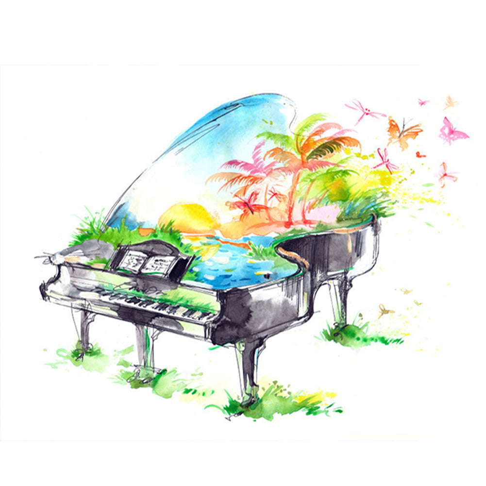 Piano - 14CT Stamped Cross Stitch 50*40CM