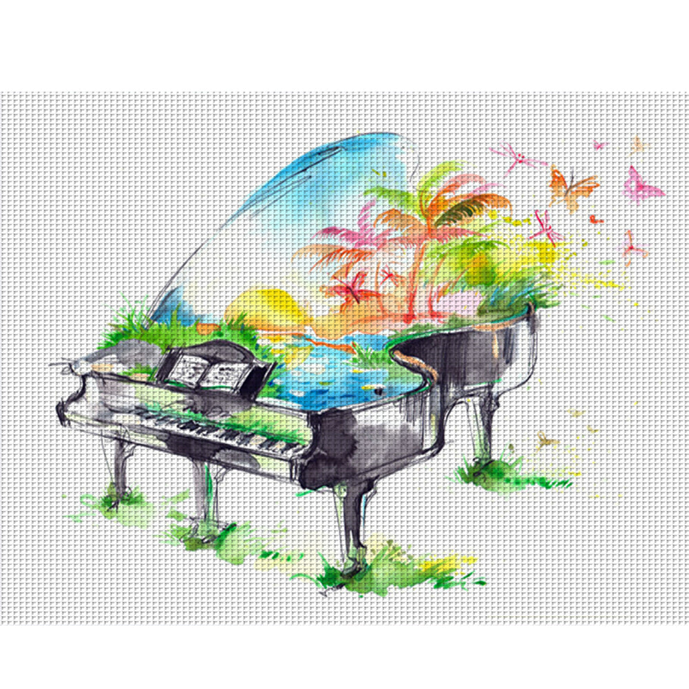 Piano - 14CT Stamped Cross Stitch 50*40CM