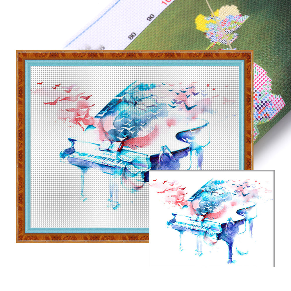 Piano - 14CT Stamped Cross Stitch 50*40CM