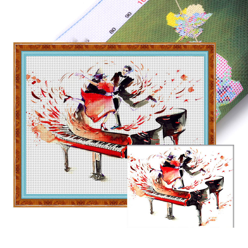 Piano - 14CT Stamped Cross Stitch 50*40CM