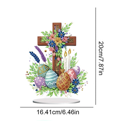 Cross Easter Egg Diamond Painting Tabletop Ornament Kit for Home Office Decor