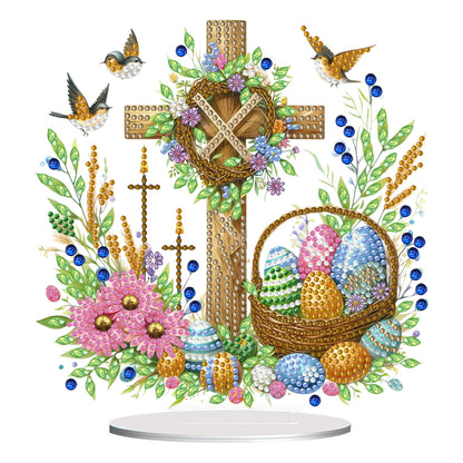 Cross Easter Egg Diamond Painting Tabletop Ornament Kit for Home Office Decor