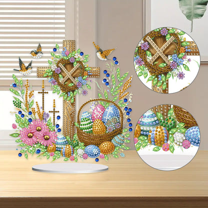 Cross Easter Egg Diamond Painting Tabletop Ornament Kit for Home Office Decor