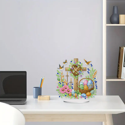 Cross Easter Egg Diamond Painting Tabletop Ornament Kit for Home Office Decor