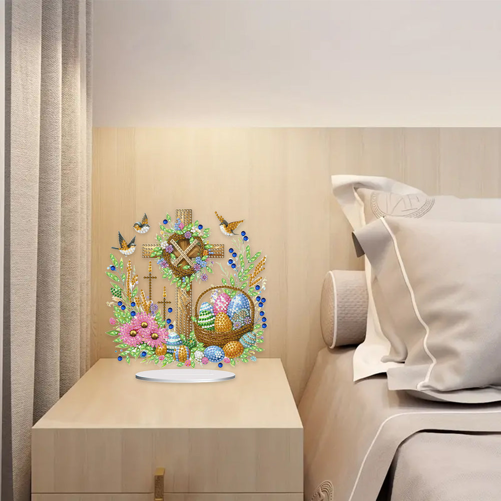 Cross Easter Egg Diamond Painting Tabletop Ornament Kit for Home Office Decor