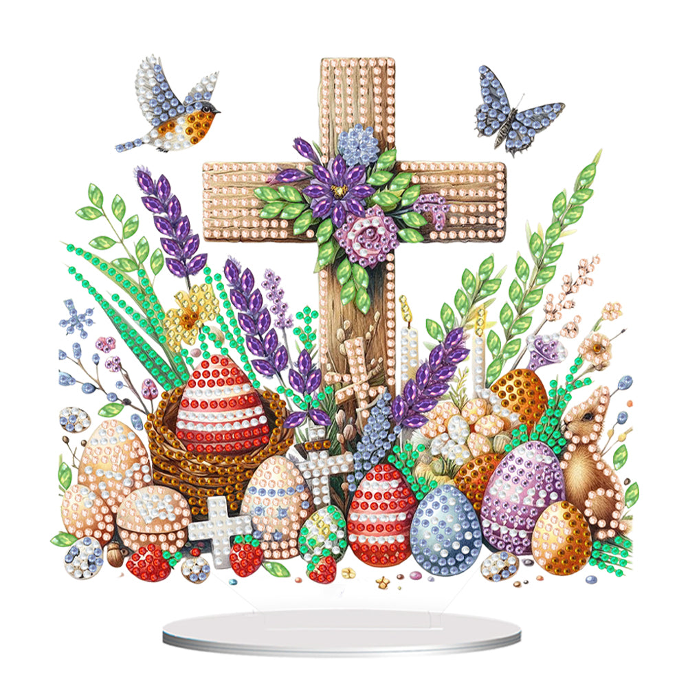 Cross Easter Egg Diamond Painting Tabletop Ornament Kit for Home Office Decor