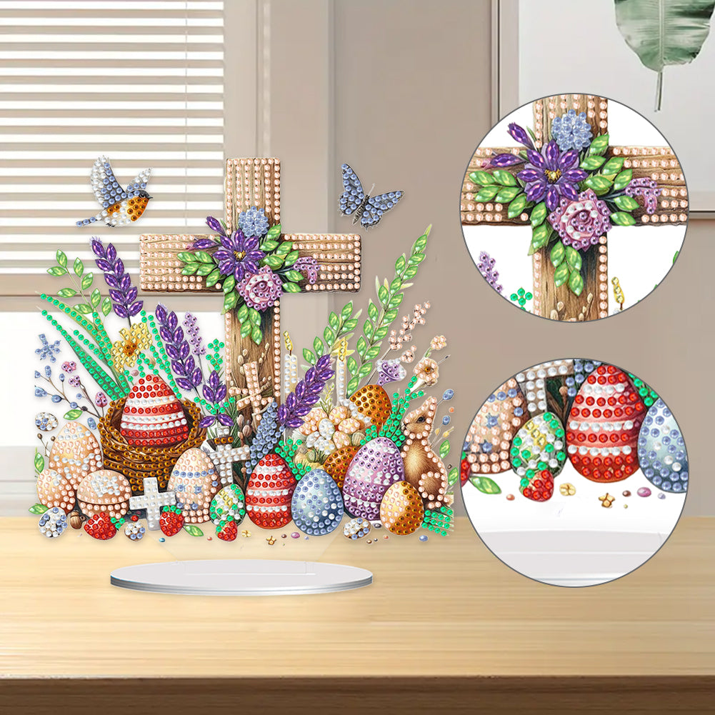 Cross Easter Egg Diamond Painting Tabletop Ornament Kit for Home Office Decor