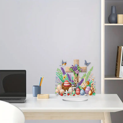 Cross Easter Egg Diamond Painting Tabletop Ornament Kit for Home Office Decor