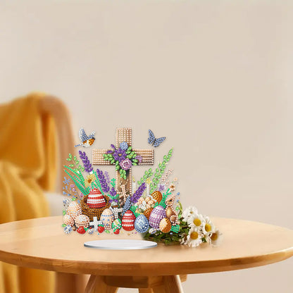 Cross Easter Egg Diamond Painting Tabletop Ornament Kit for Home Office Decor
