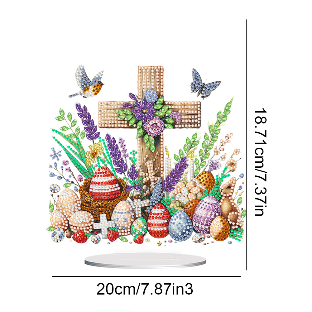 Cross Easter Egg Diamond Painting Tabletop Ornament Kit for Home Office Decor