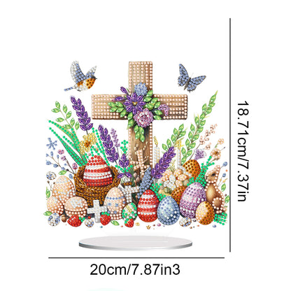 Cross Easter Egg Diamond Painting Tabletop Ornament Kit for Home Office Decor
