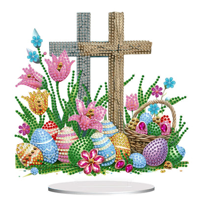 Cross Easter Egg Diamond Painting Tabletop Ornament Kit for Home Office Decor