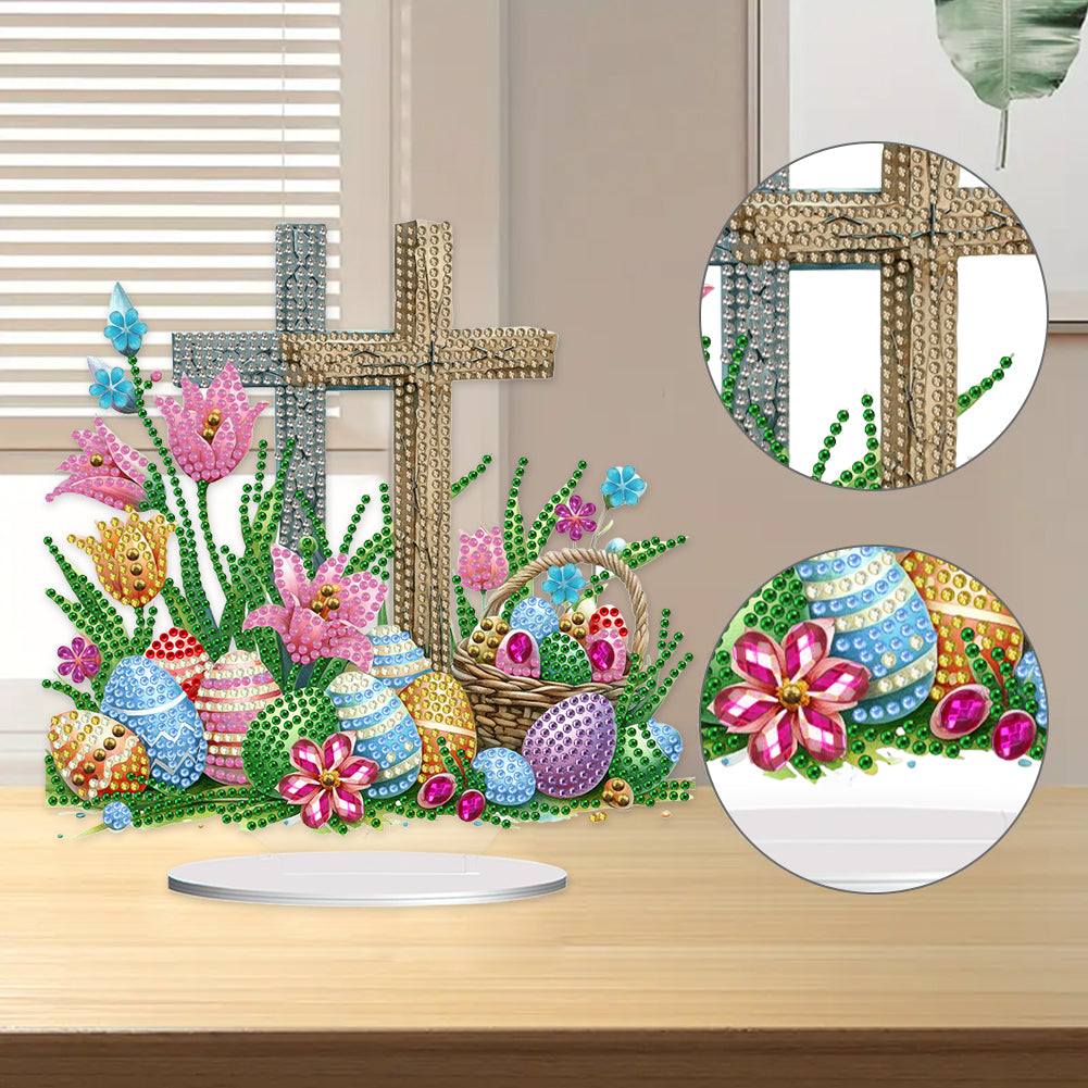 Cross Easter Egg Diamond Painting Tabletop Ornament Kit for Home Office Decor