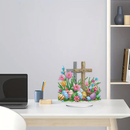Cross Easter Egg Diamond Painting Tabletop Ornament Kit for Home Office Decor