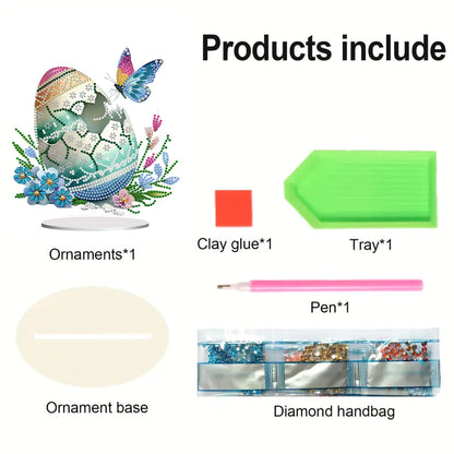 Acrylic Easter Egg Diamond Painting Tabletop Ornament Kit for Home Office Decor